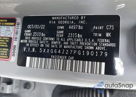 2023 Kia K5 Gt-Line from USA, damaged, VIN 5XXG64J27PG190179